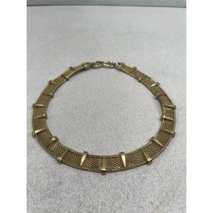 Boucher Gold Tone Collar Mesh Necklace Chocker Flat Design Clamp Closure 7413